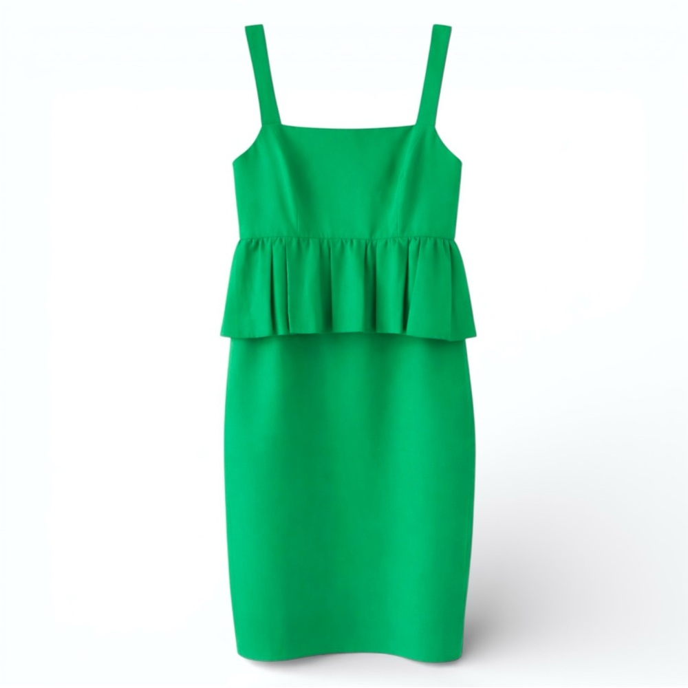 J.Crew Classic Silk Faille Cotton Peplum Mini Dress Kelly Green Size 0 NWT